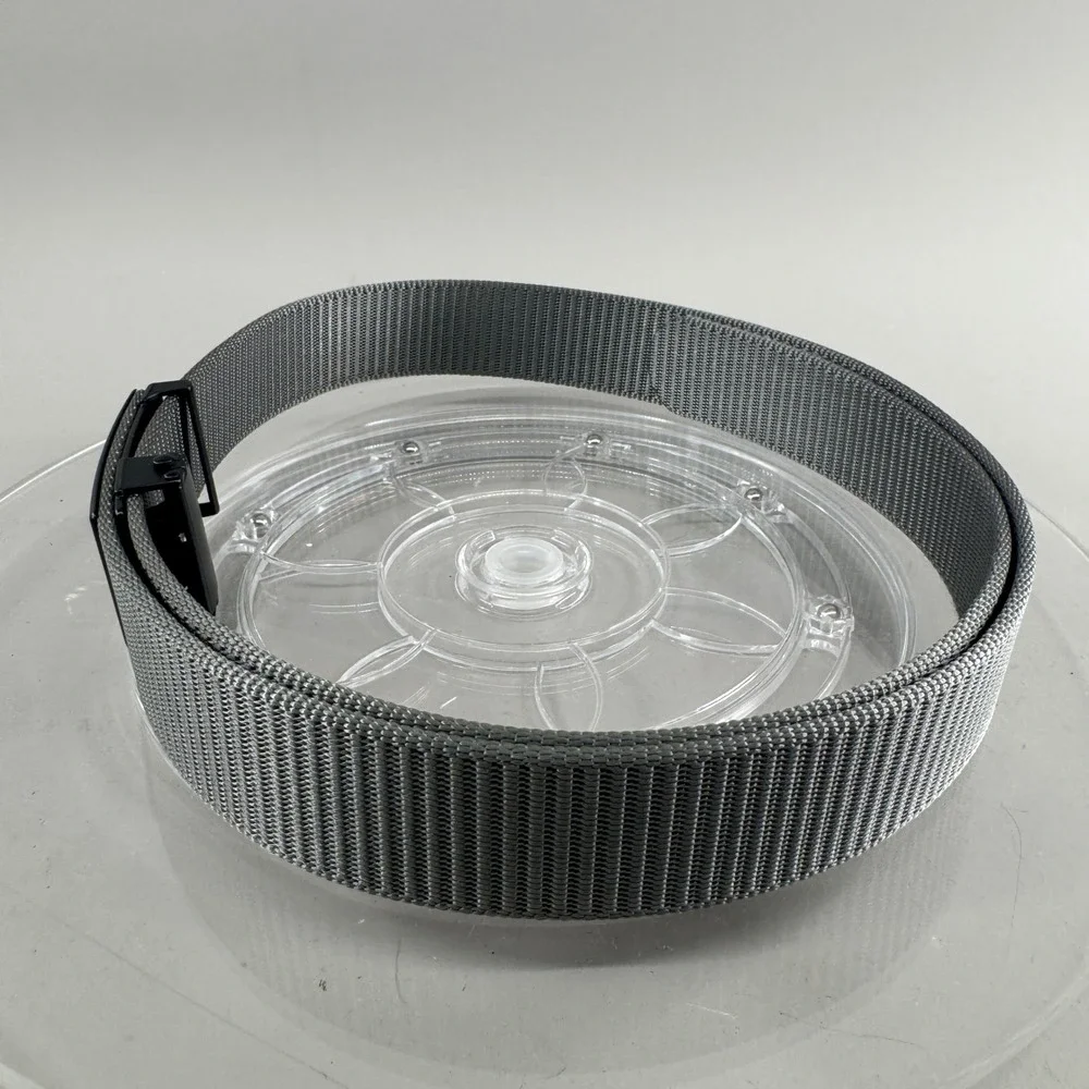 Unbranded Belt Mens 34 Nylon Web Tactical Belt Matte Black Plaque Buckle Grey